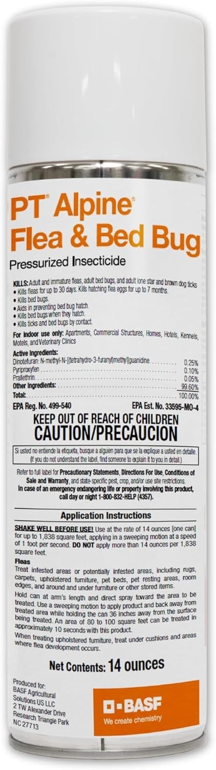 BASF PT Alpine Flea & Bed Bug Killer- 14 oz Aerosol Spray Can – Pack of 2