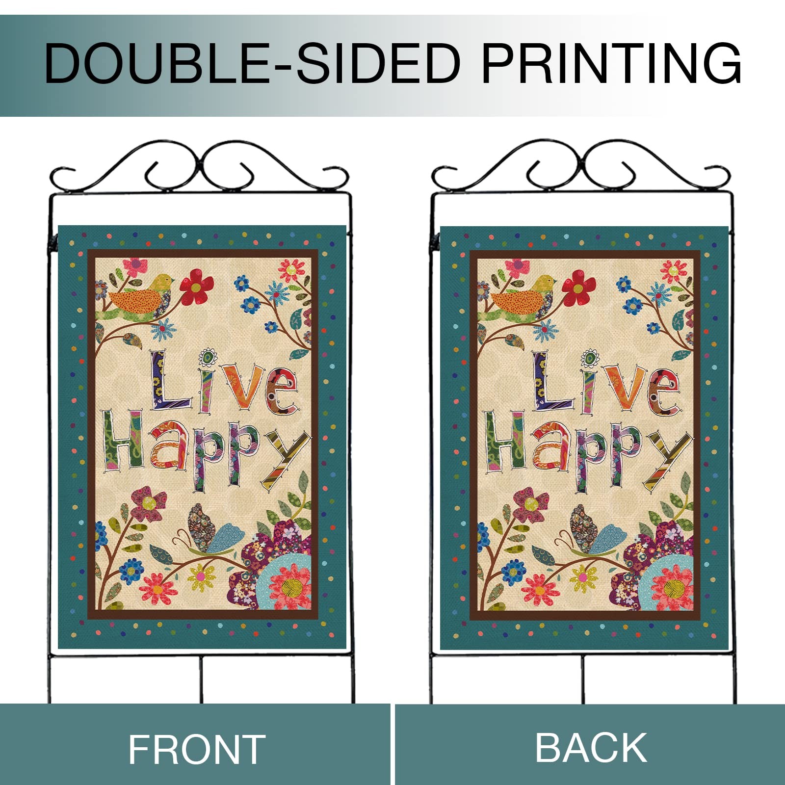 Hzppyz Live Happy Decorative Large House Flag Flower Bird, Spring Summer Insp…