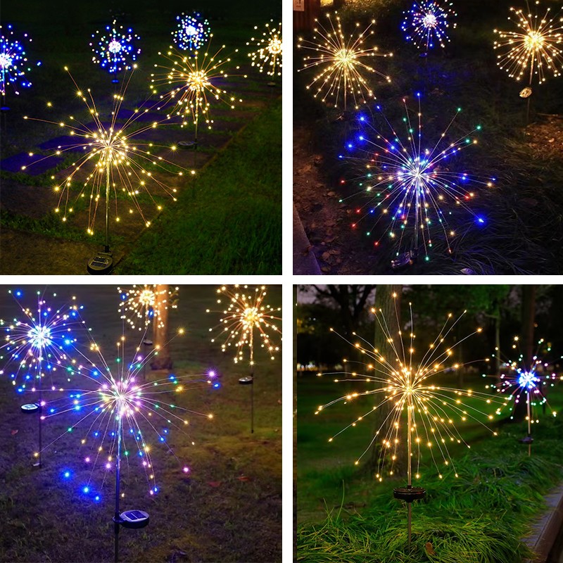 4x 200 LED Solar Firework Garden Lights Outdoor Path Lawn Decor Lamp Waterproof