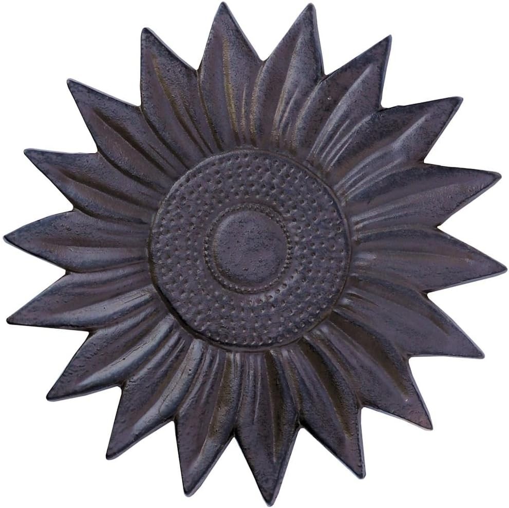 Cast Iron Sunflower Stepping Stone 12″L x 12″W x 0.5″Th Flower Hand Wash Only