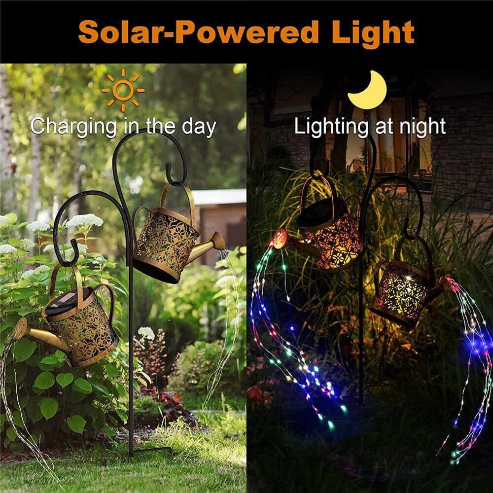 Solar Watering Can Lights Waterproof Hanging LED String Lights Outdoor Garden US