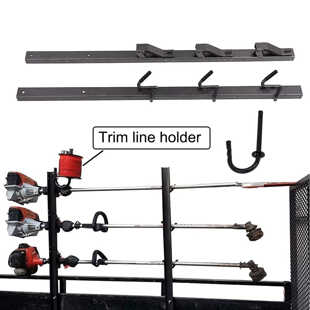 TIEWARDS 3-Place Weeder Trimmer Rack Holder for open Landscape Trailer Lockable