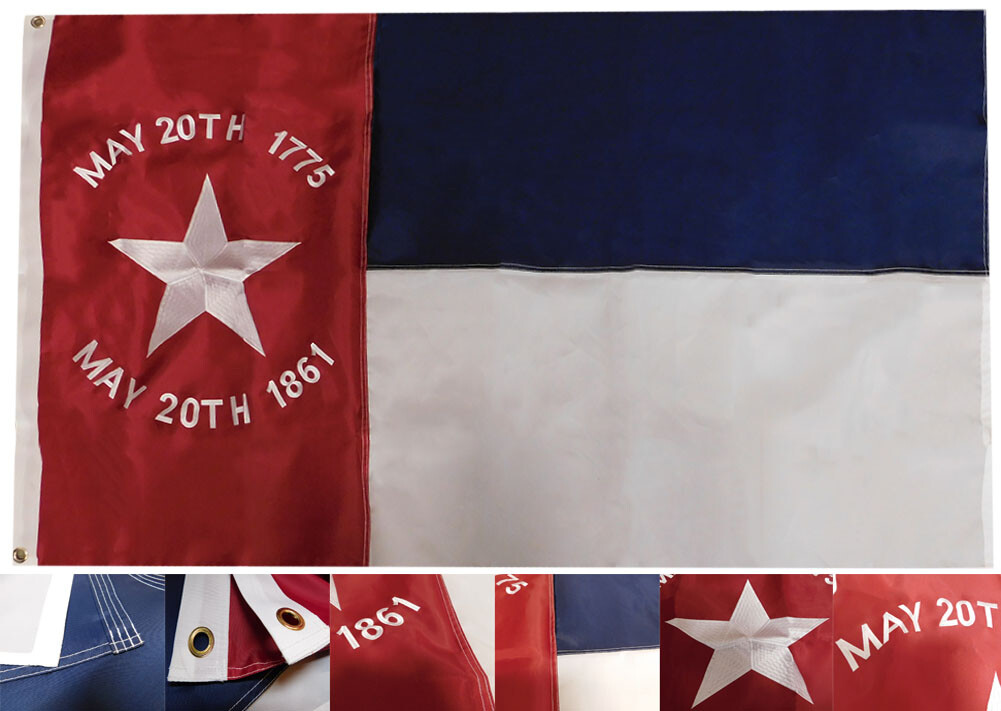 2X3 FT North Carolina Republic 300D Rough Tex DuraLast Nylon Embroidered Flag