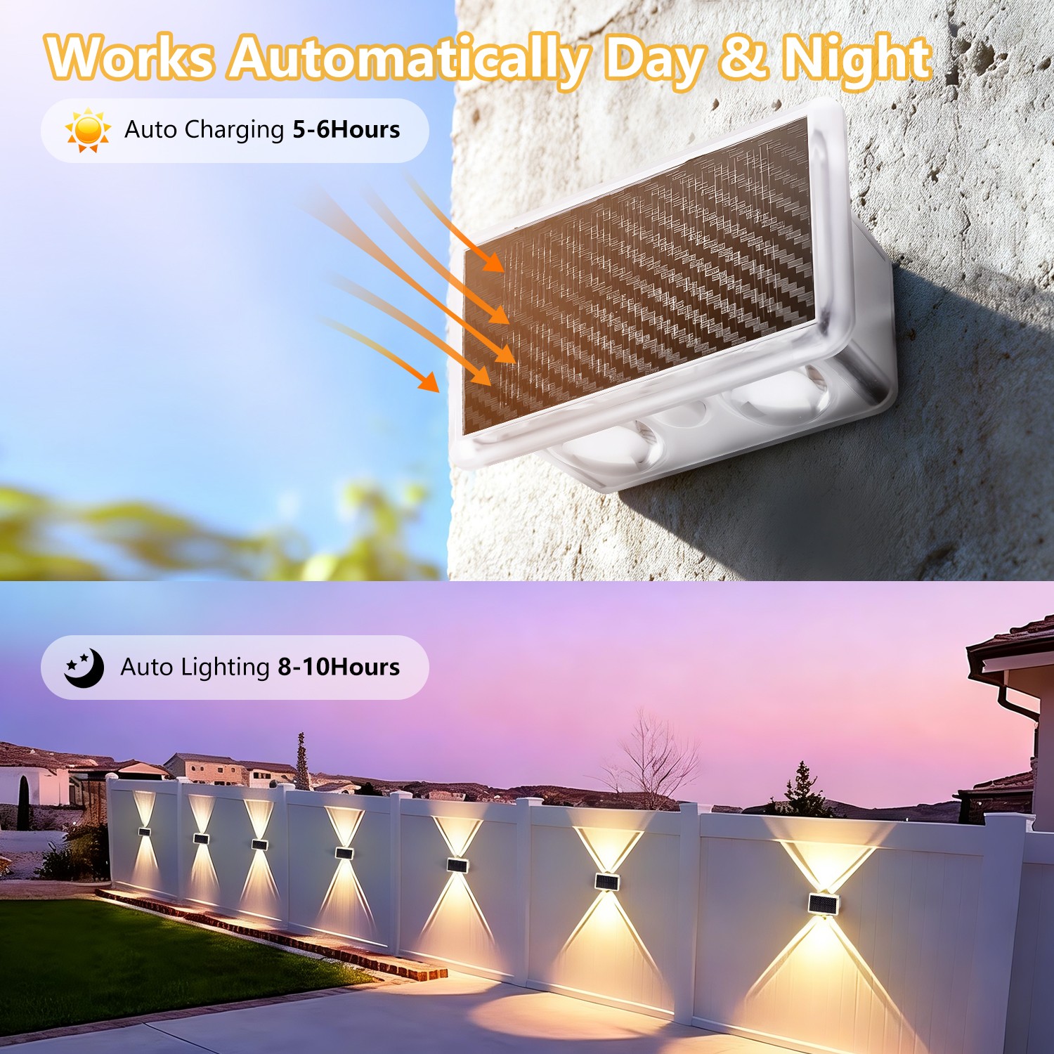8Pack LED Solar Power Wall Lights Outdoor Garden Yard Fence Deck Step Decor Lamp