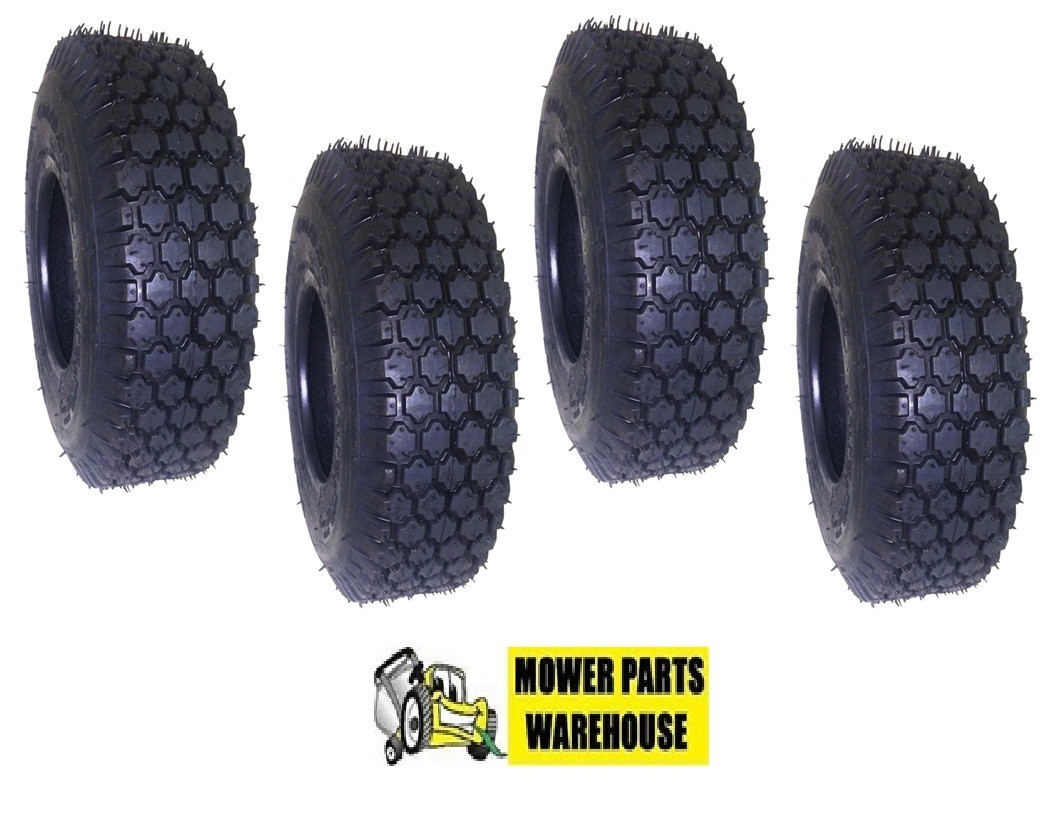 4 NEW 4.10/3.50-5 Studded Tires 4.10 3.50 5 Lawn Mower Go Kart 4.10×3.50×5
