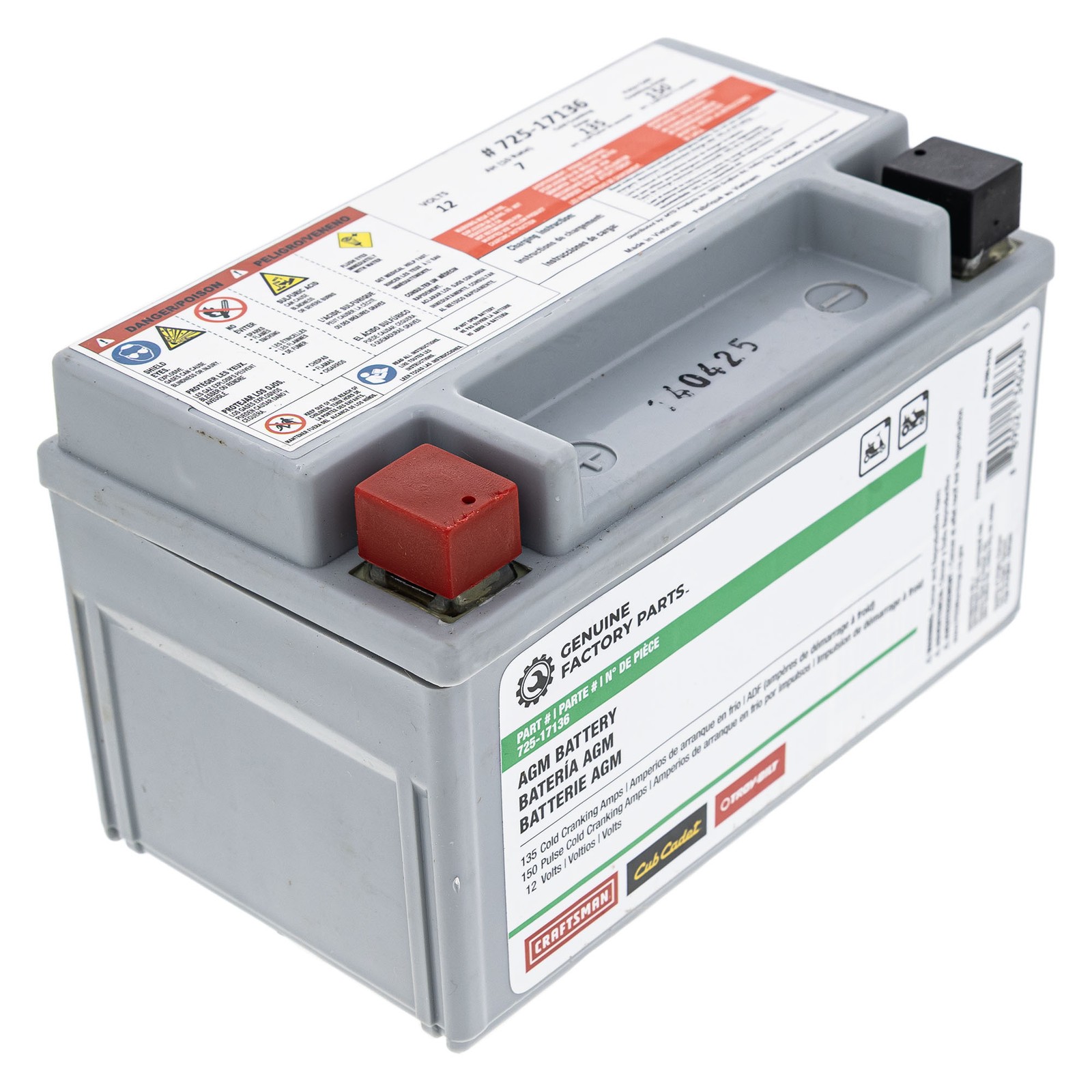 MTD 490-280-F016 135CCA 12 Volt AGM Battery Troy-Bilt Craftsman Yard Machines