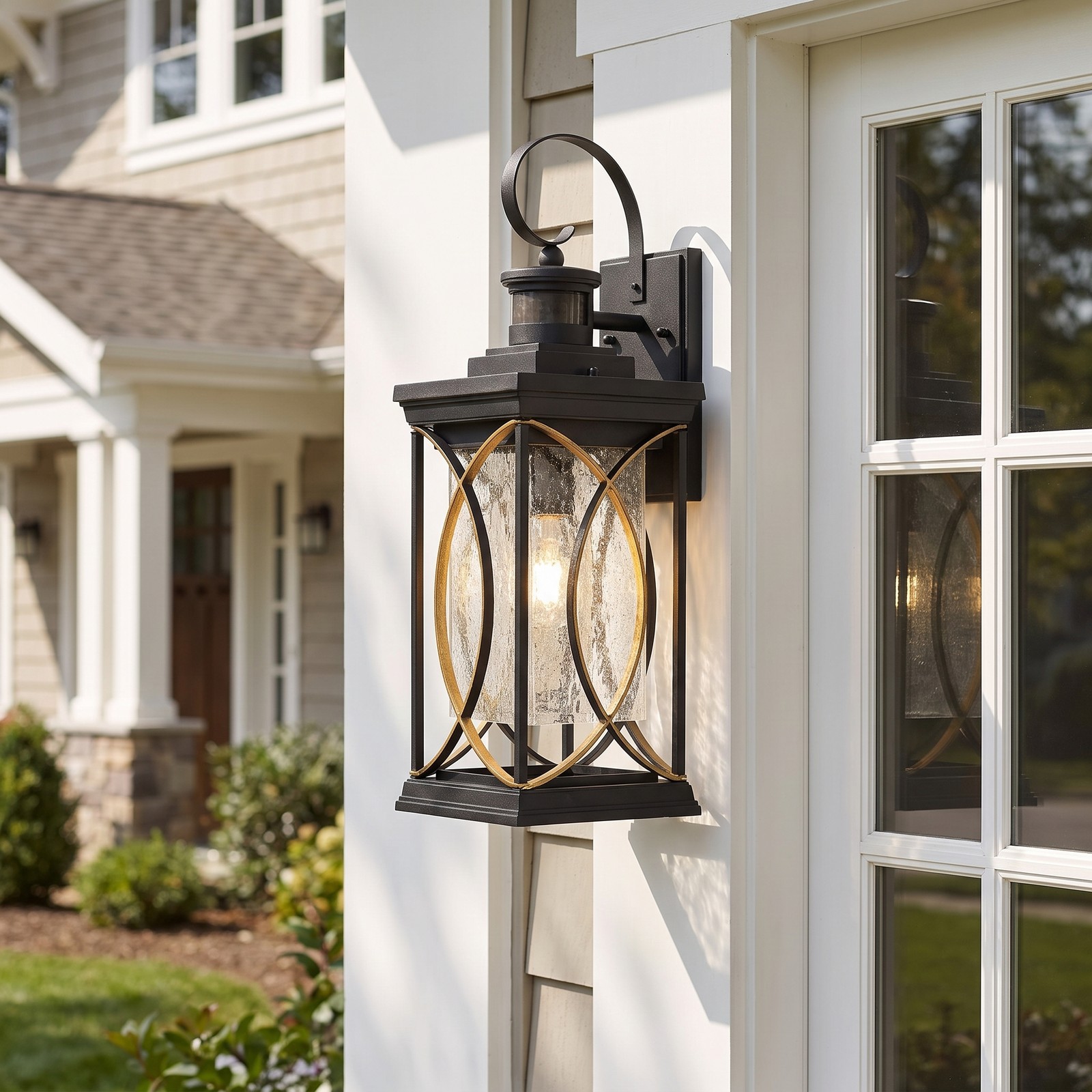 18″ Outdoor Wall Light Motion Sensor Dusk to Dawn Exterior Porch Sconce Fixture