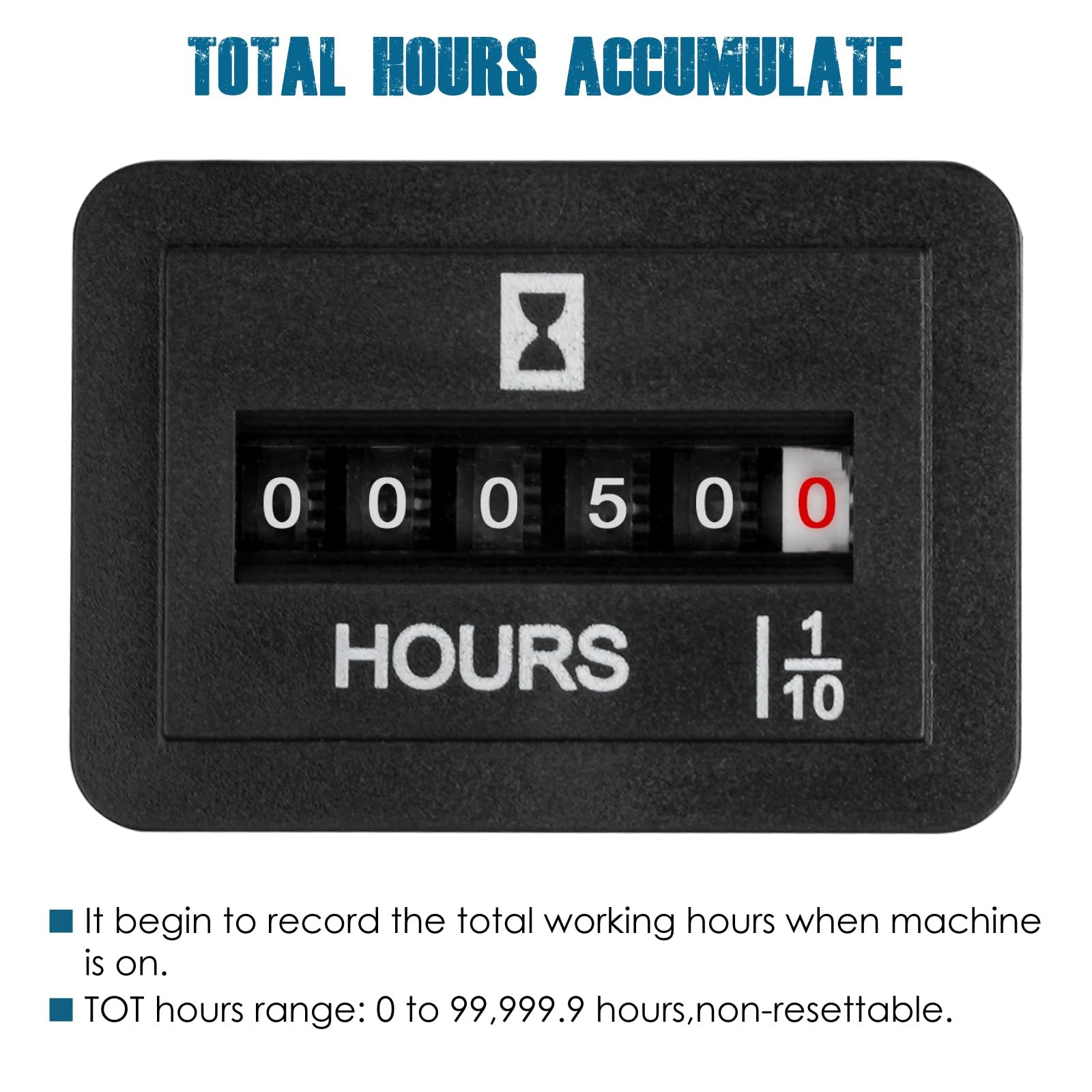 Mechanical Hour Meter for Maintenance,Volt.AC110V to 250V for Lawn Mower Compres