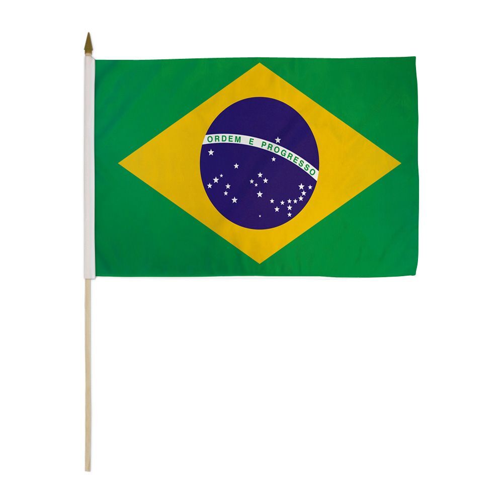 12×18 Inches Brazil Stick Flag wood Staff