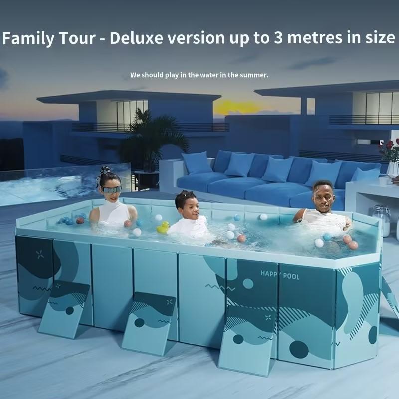 Foldable Rectangular Family Inflatable Swimming Pool for Kids Adults Pool 3M