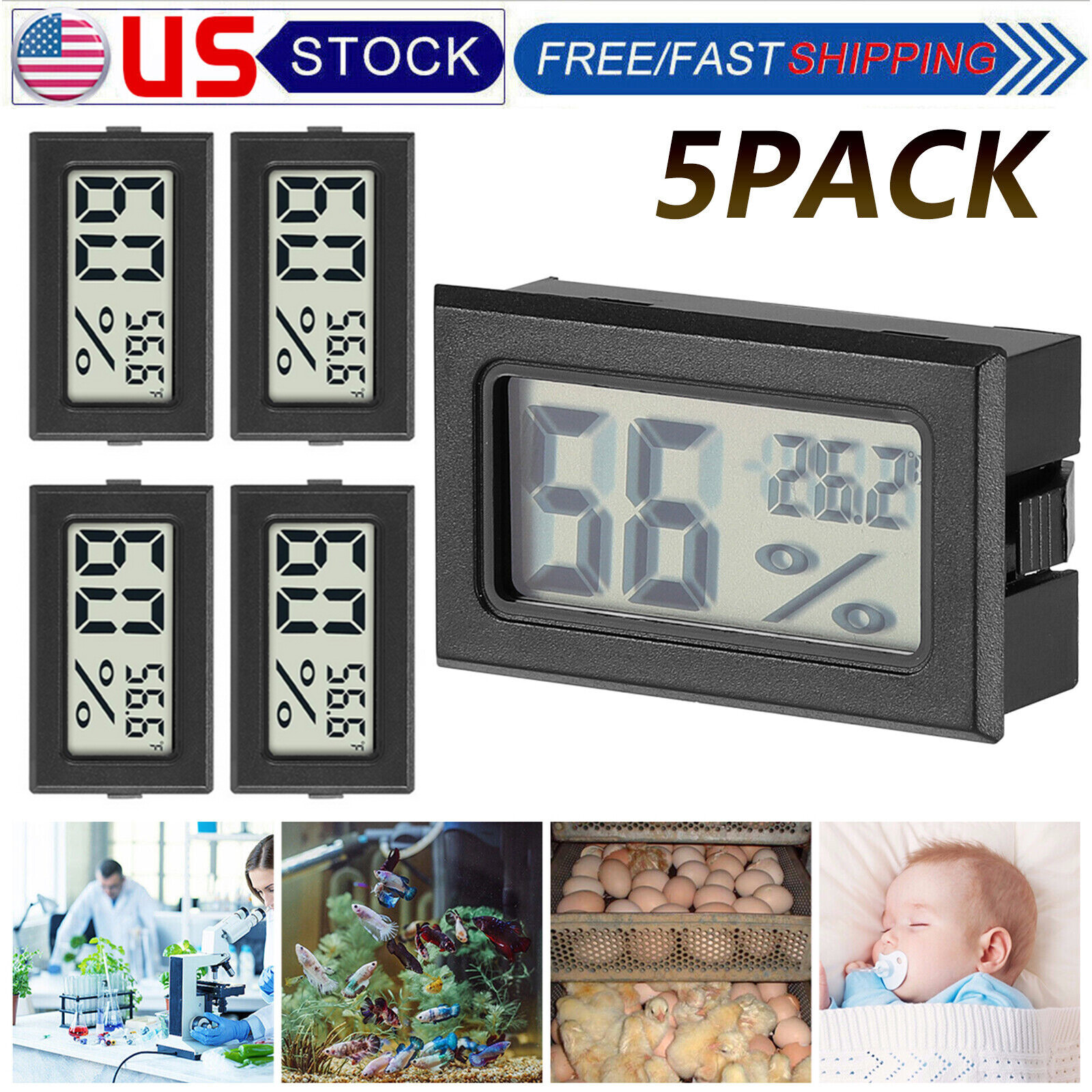 5 PCS Digital LCD Indoor Temperature Humidity Meter Thermometer Hygrometer US