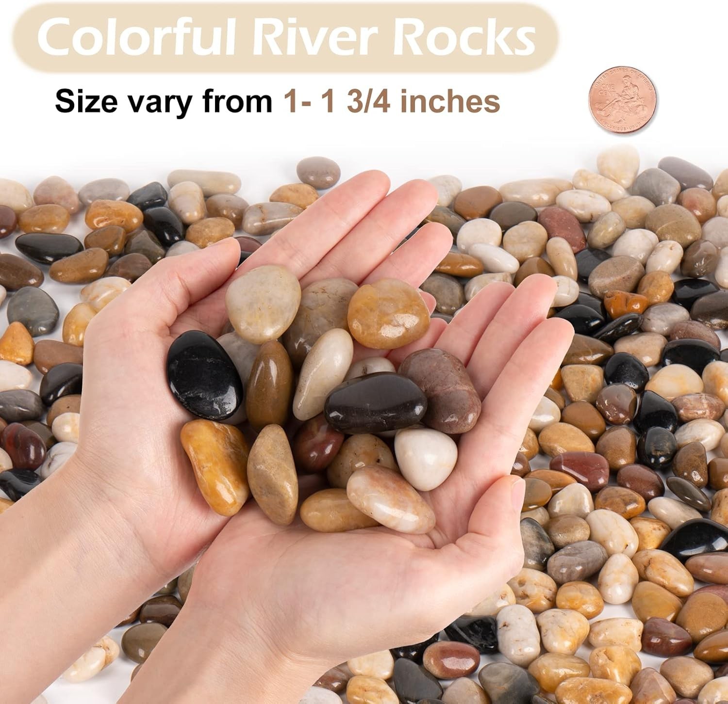 15 lb Eco-Friendly Polished Natural River Rocks for Elegant Landscaping & Decor