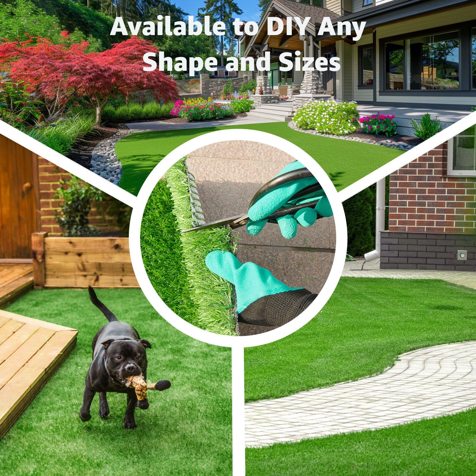Realistic Artificial Grass Mat Customized Sizes, 6ft x10ft Synthetic Fake Gra…