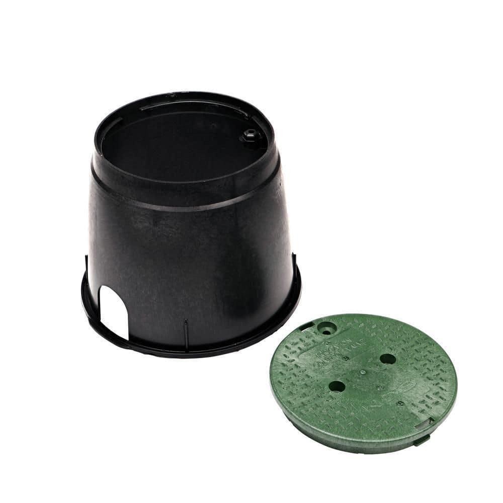 10 in. Round Valve Box and Cover, Black Box, Green ICV Cover