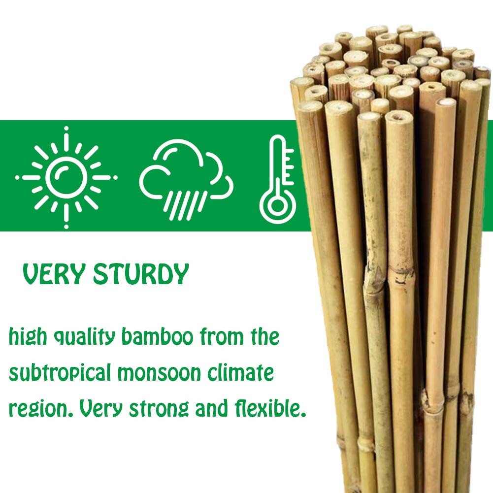 25 Pack Natural Bamboo Poles Plant Support Garden Stakes for Tomatoes 4ft Long