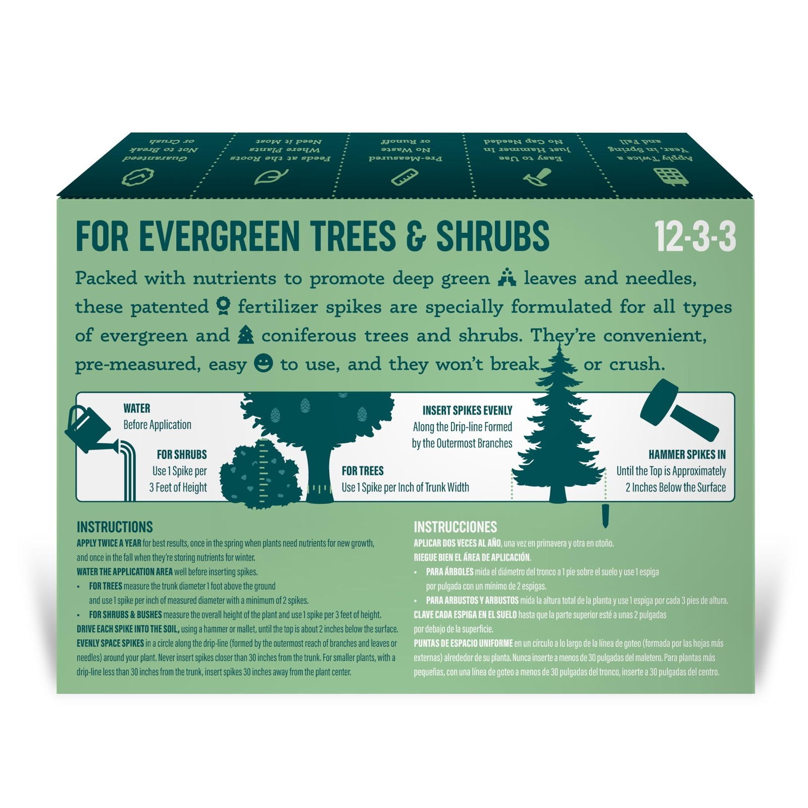 Evergreen Tree & Shrub Fertilizer Spikes – 24 Count, 6.0 Lbs, Nutrient Boost