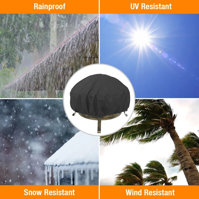 48 inch Patio Round Fire Pit Cover Waterproof BBQ Gas Grill UV Protector Outdoor