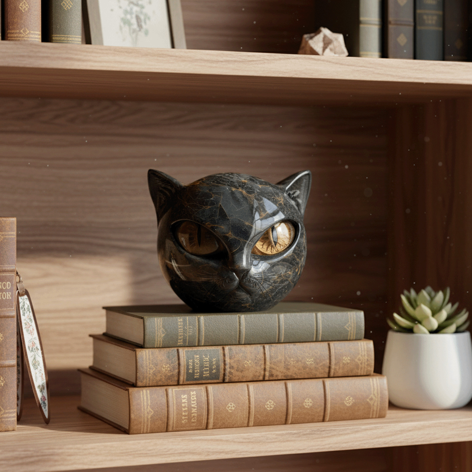 Luxury Black Cat Stone Sculpture Resin Elegant Home Decor & Gift For Cat Lovers