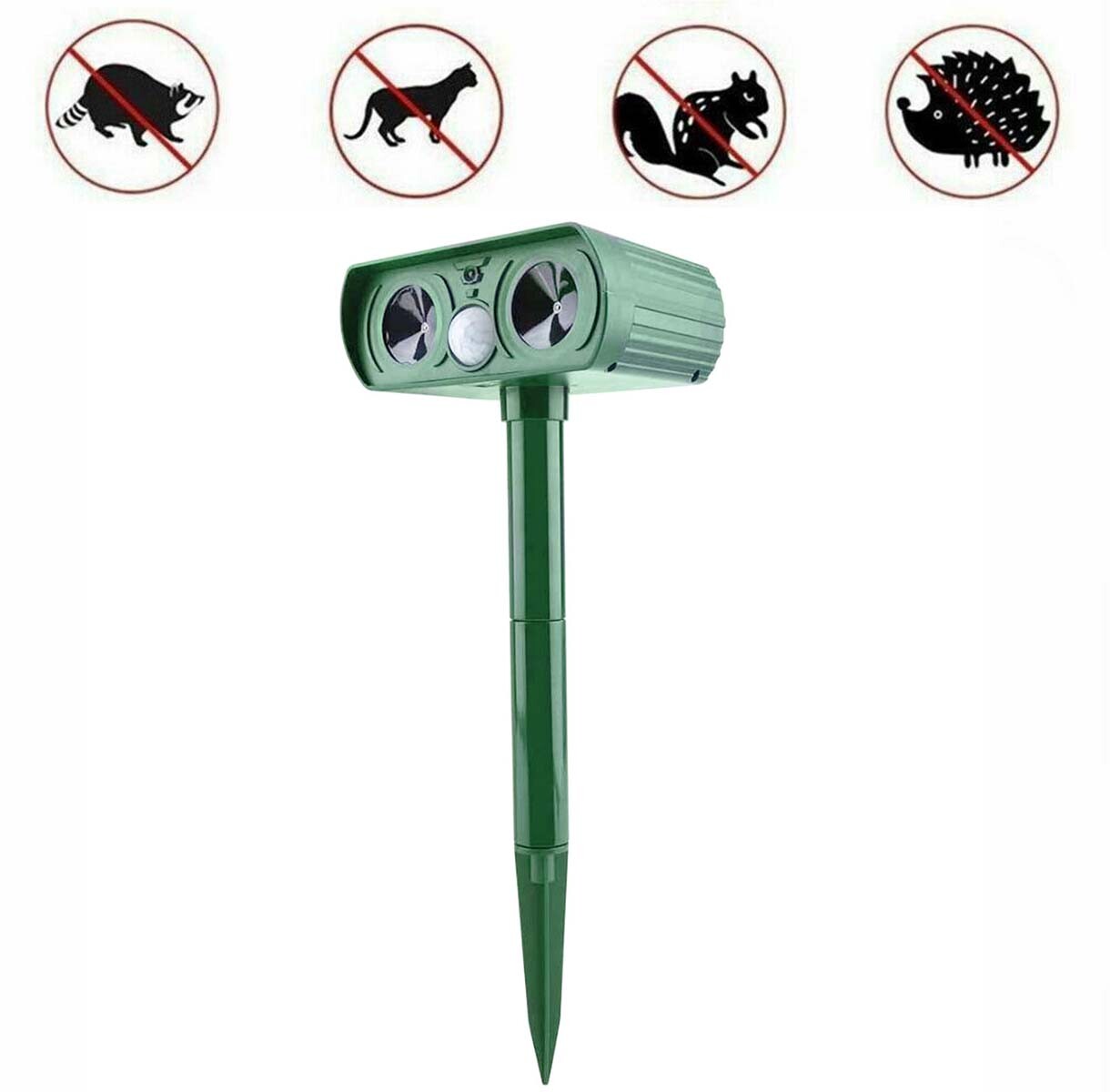 Solar Ultrasonic Repellent Repel Squirrels Raccoon Skunk Deterrents for Outdoor