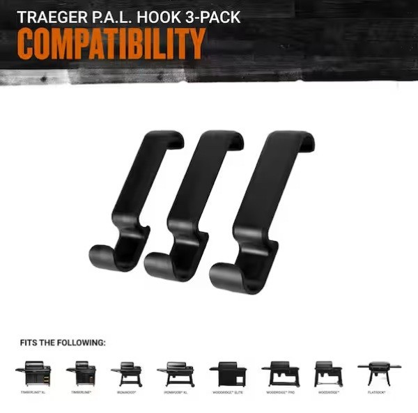 Traeger P.A.L. Pop-And-Lock Accessory Hook 3-Pack BAC654