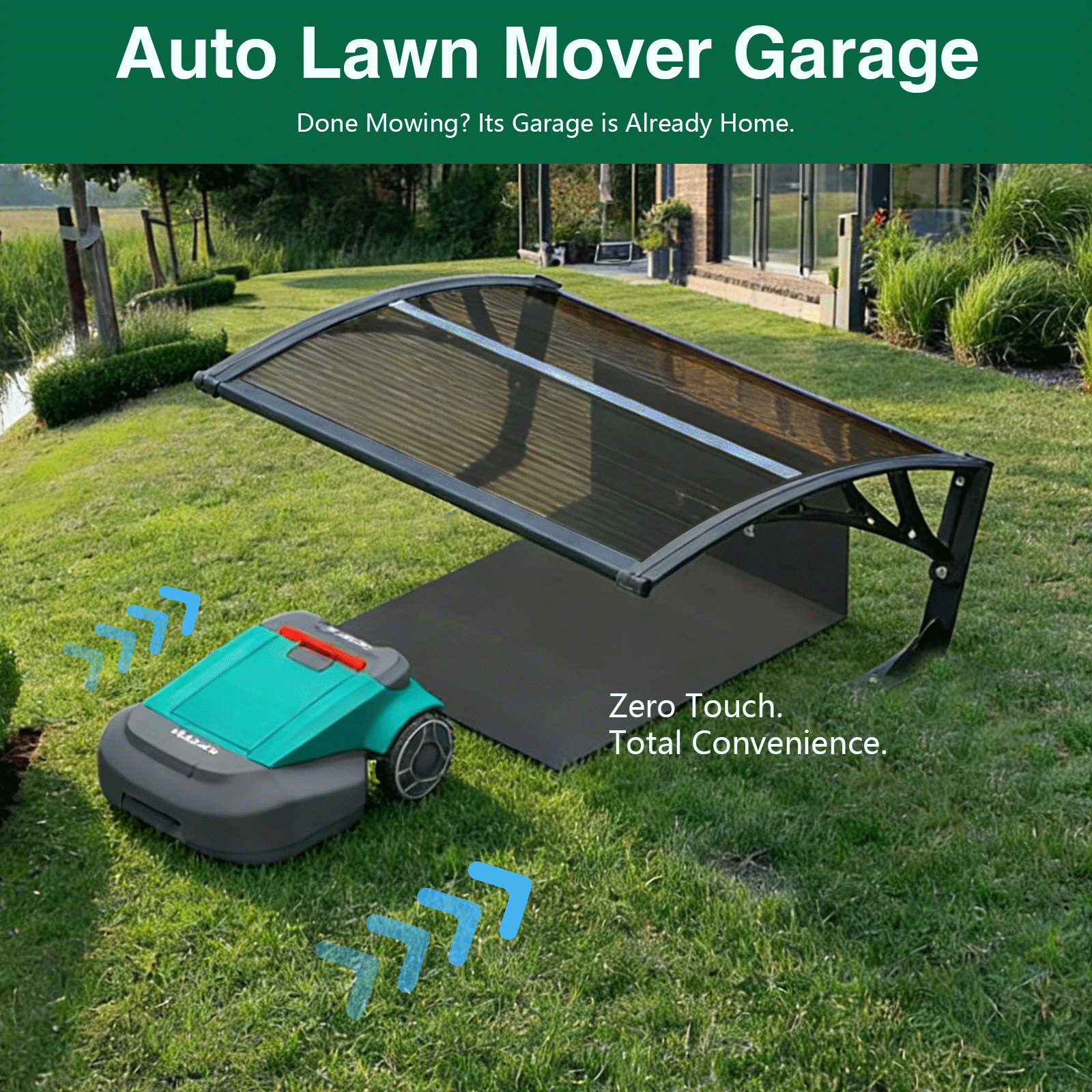 40*32″ Robot Lawn Mower Garage Storage Shed Roof Carport Canopy for Robot Mower