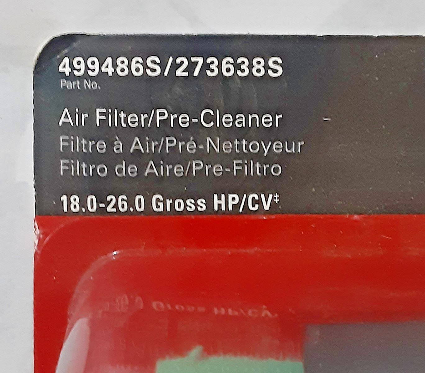 New Briggs & Stratton OME Air Filter/Pre-Cleaner 499486S/273638S (18.0-26.0 HP)