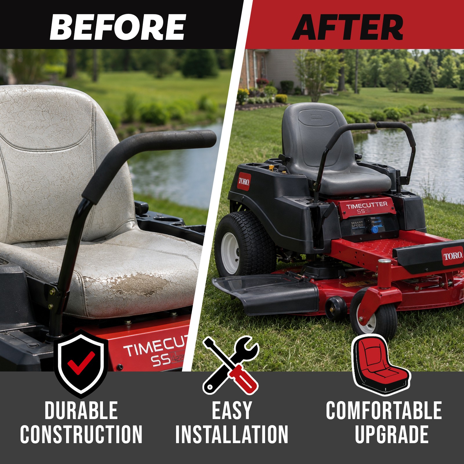 HIGH BACK SEAT for Toro Timecutter SS Mowers 99-7281 106-6672 112-2923 119-8829