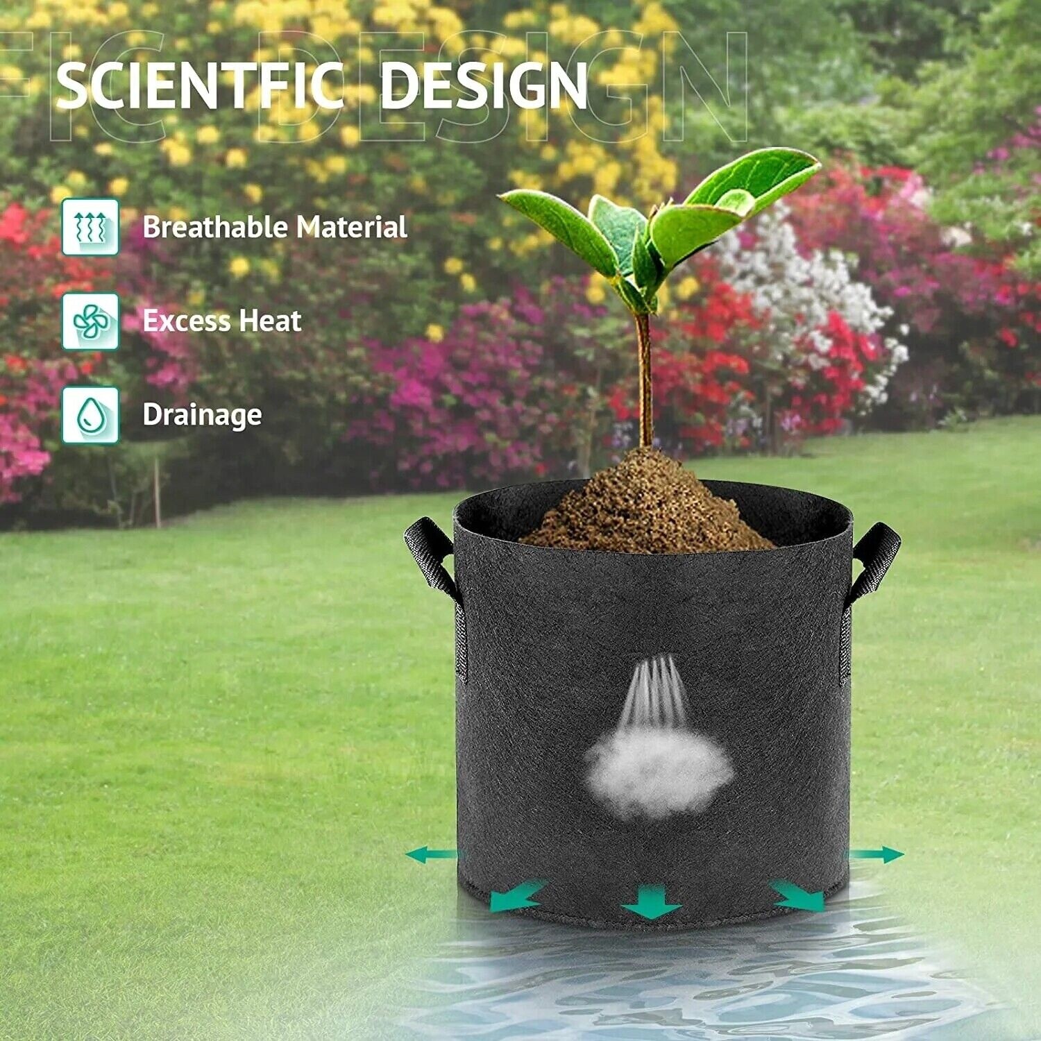 5GAL Plant Grow Bags Fabric Pot Nursery Soil Bag with Handles Thickened Nonwoven