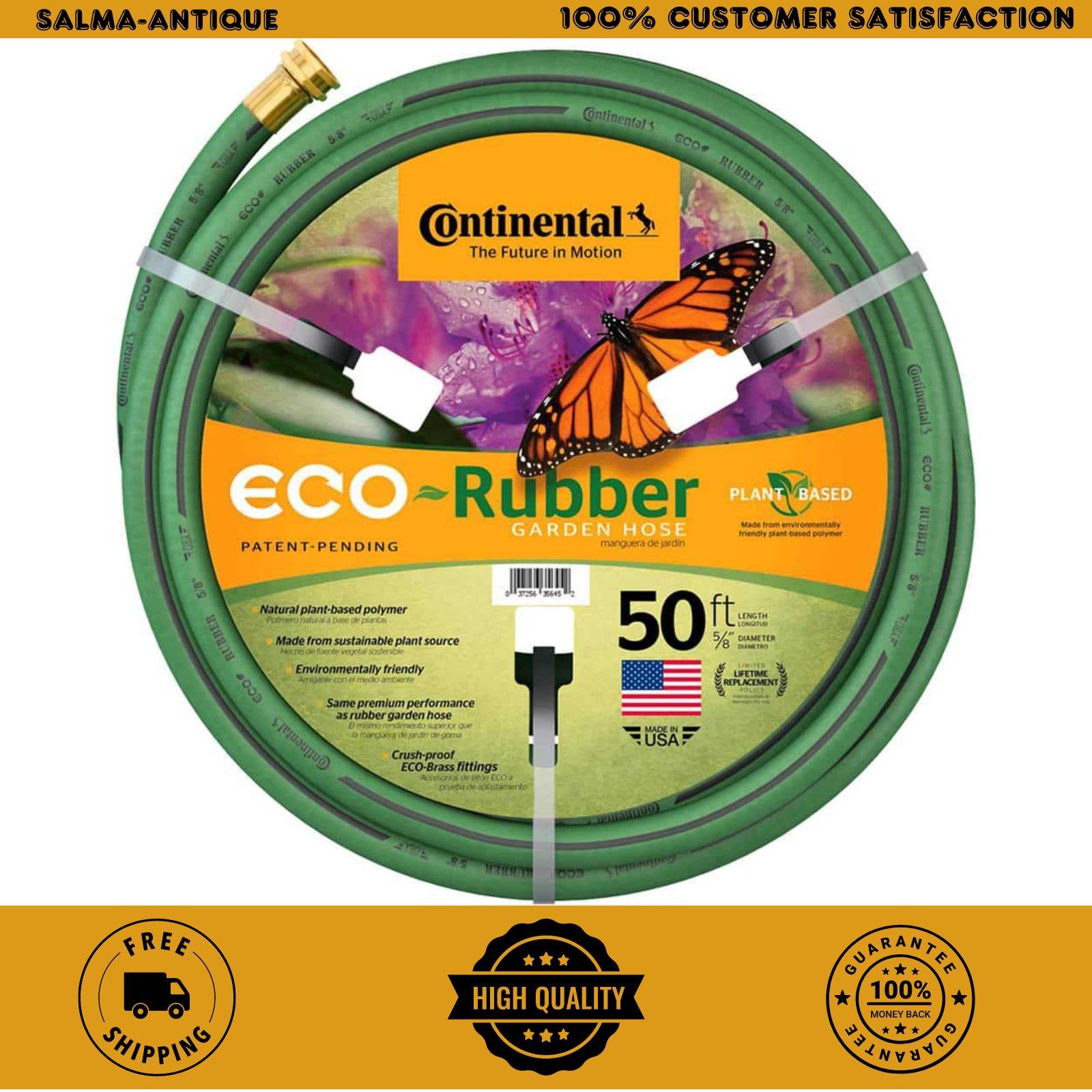 Continental ECO Rubber 5/8 in. x 50 ft. Garden Water Hose Heavy Duty 21095087