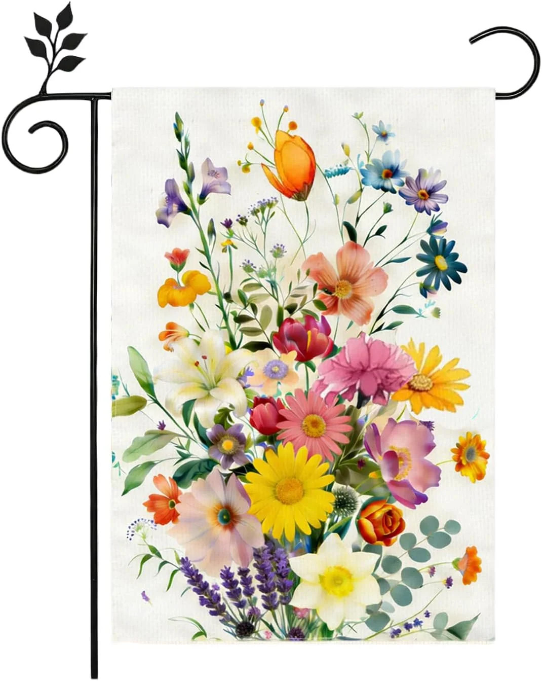 Spring Summer Colorful Floral Garden Flag 12×18 Inch Double Sided Outside Farmho
