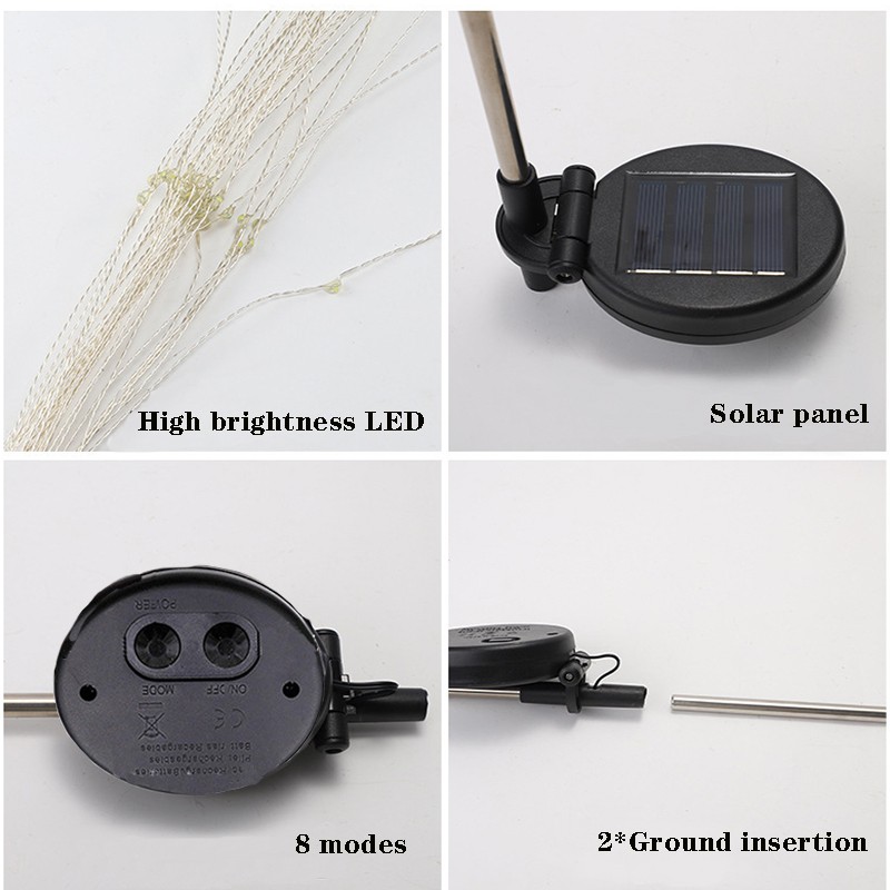 4x 200 LED Solar Firework Garden Lights Outdoor Path Lawn Decor Lamp Waterproof
