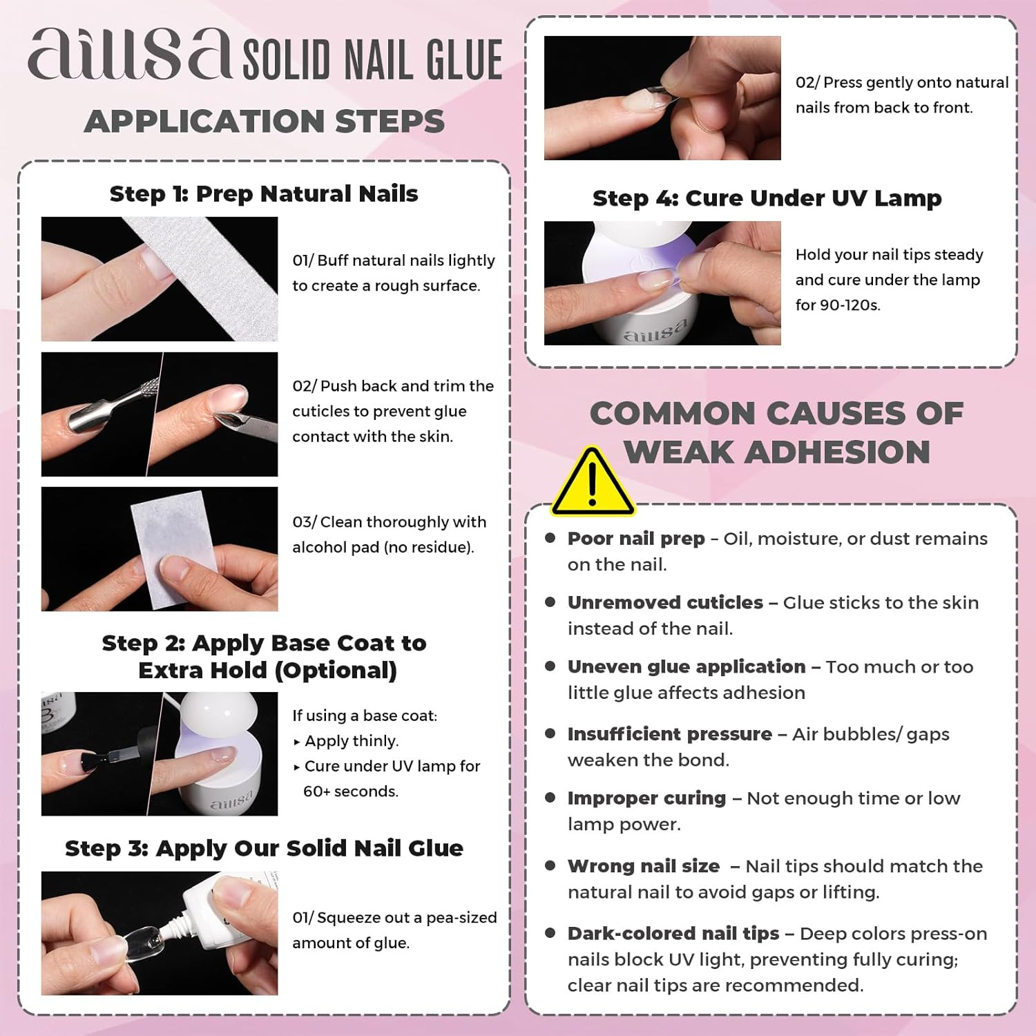 Solid Gel Nail Glue for Nail Tips Strong Nail Glue for Press Ons Professional Fa