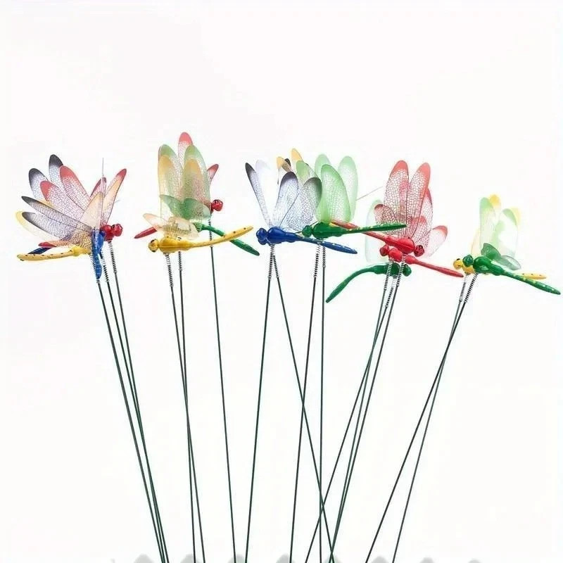 10 Pcs 3D Dragonfly Garden Decor Dragon Fly Garden Stakes Dragonflies Garden 10X