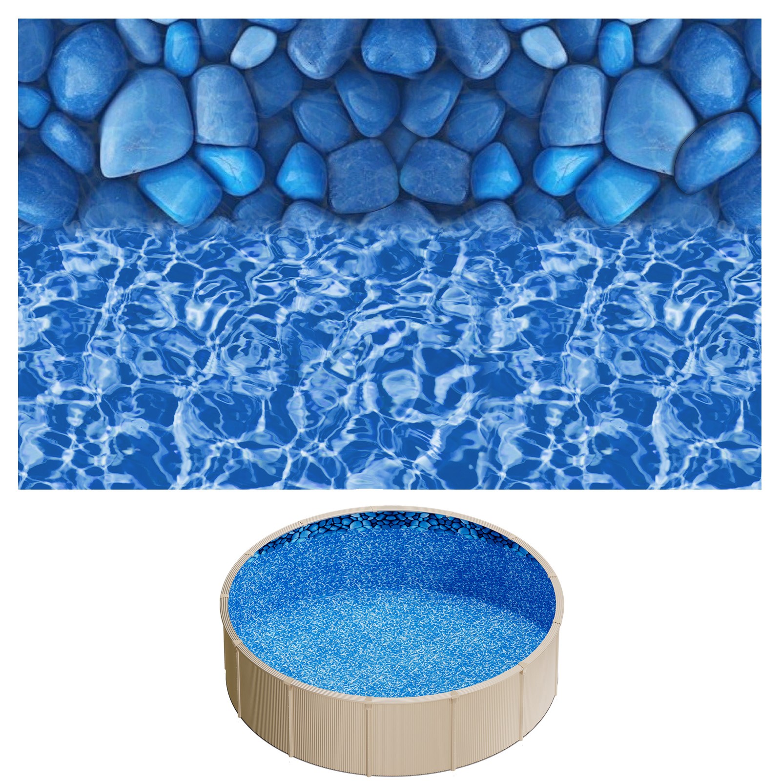 Uimoso 15ft Round Overlap Pool Liner 54in Wall Height Durable Vinyl with Boulder
