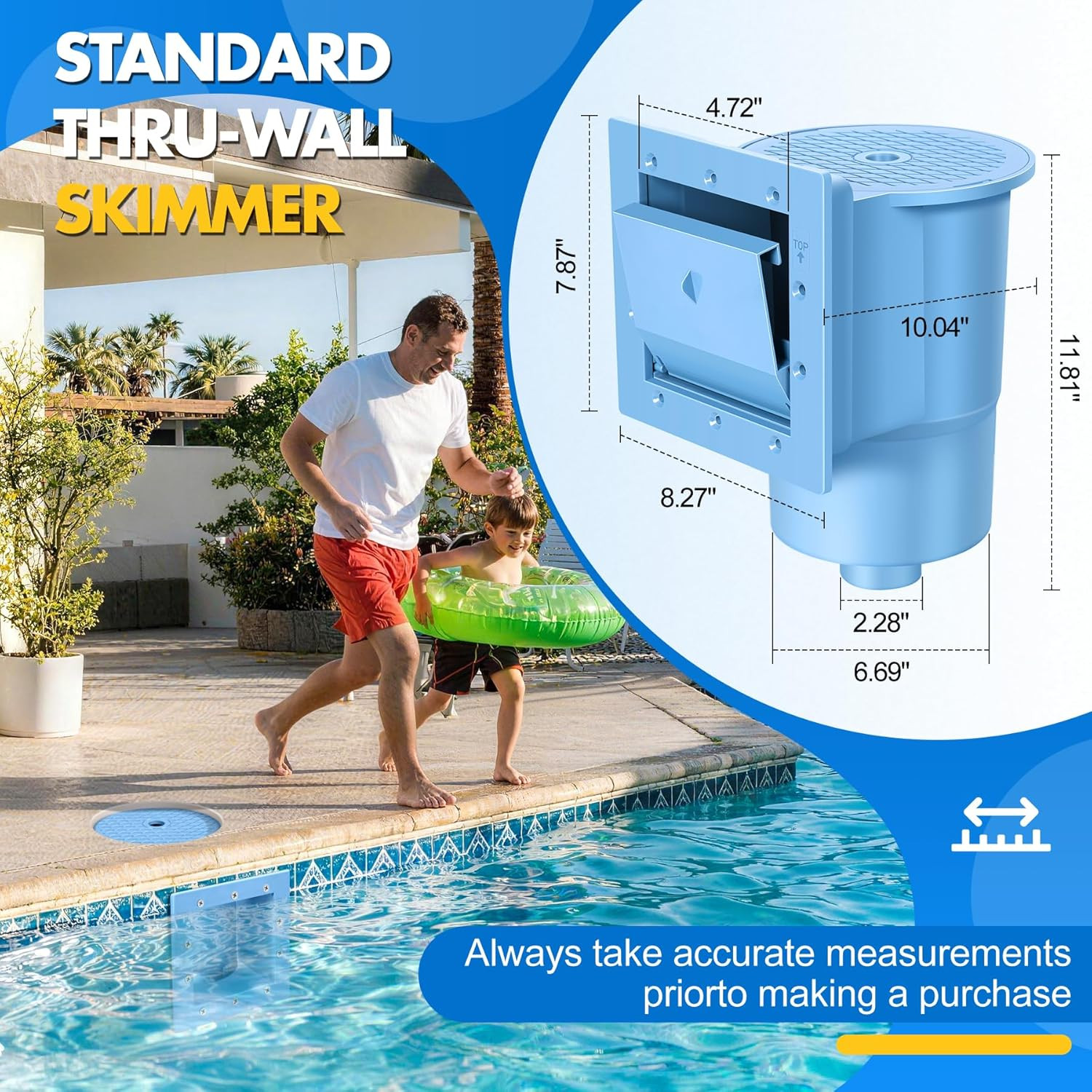 through Wall Skimmer for above Ground Pool, Heavy Duty Wall Mount Pool Skimmer K