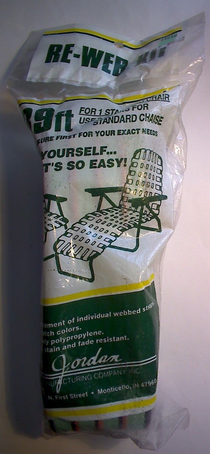 Jordan Mfg Heavy Duty Polypropylene Lawn Furniture Webbing 39′ Green/Orange/Blac