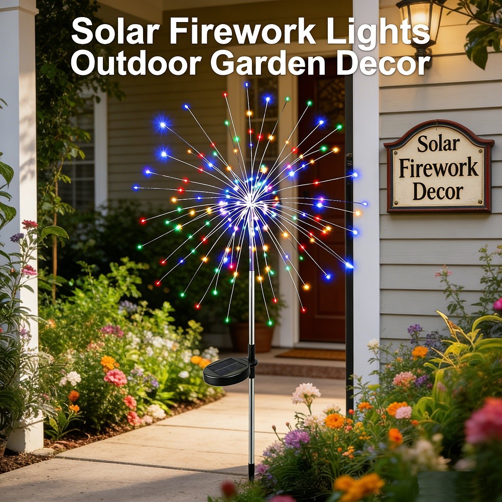150 LED Solar Firework Lights Outdoor Waterproof Path Lawn Garden Decor Lamp