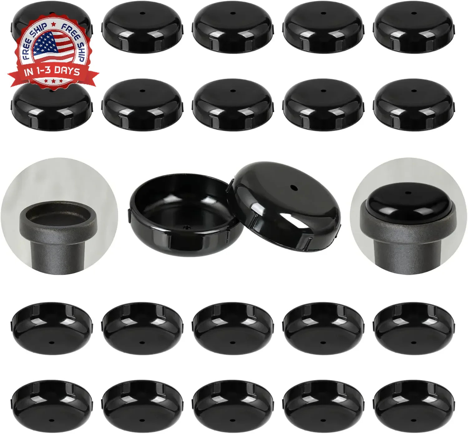 Wrought Iron Patio Furniture Feet Caps – Furnigear 1-1/2″ Round Plastic Outdoor