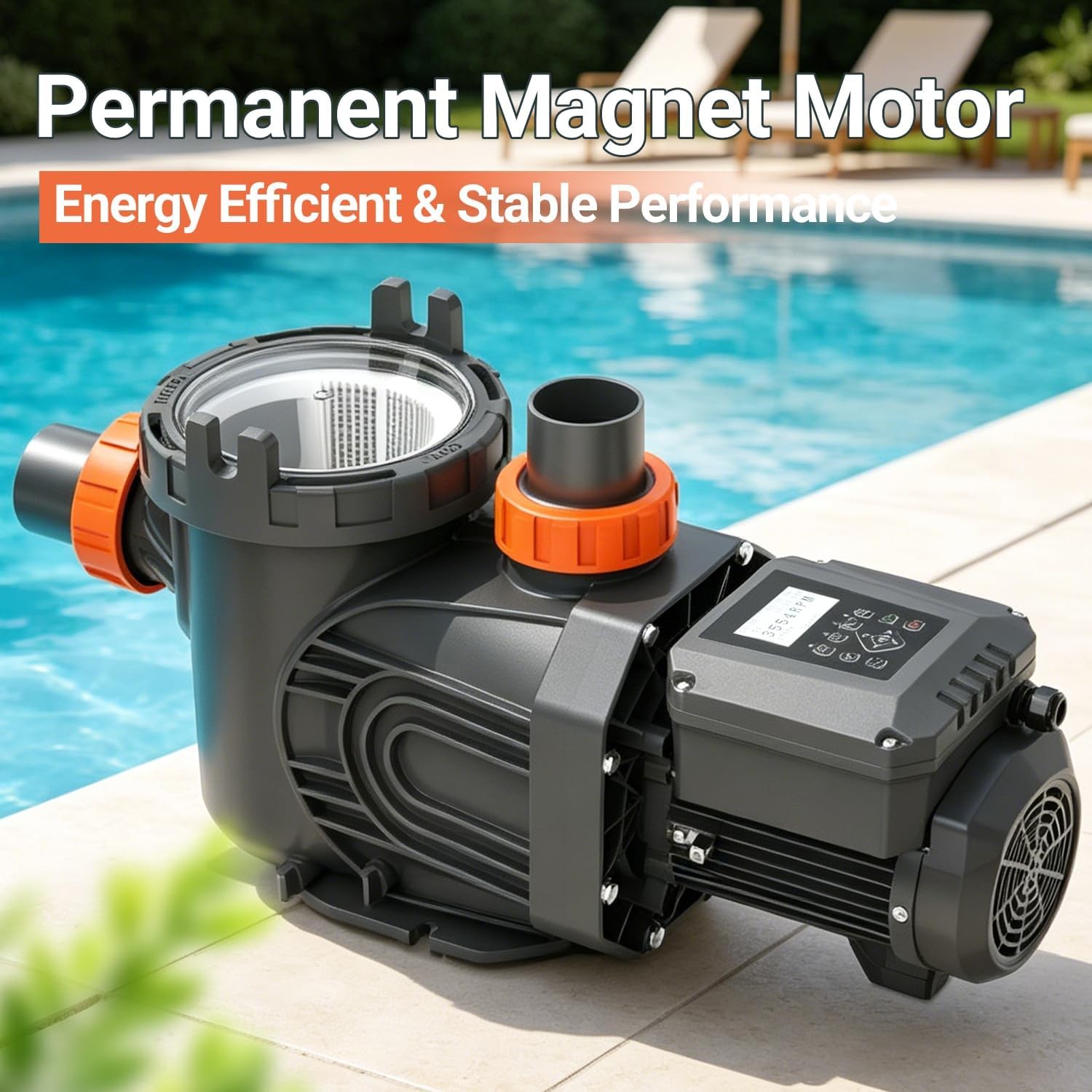 Variable Speed Pool Pump 1.8HP In/Above Ground w/ Motor Strainer Filter Basket