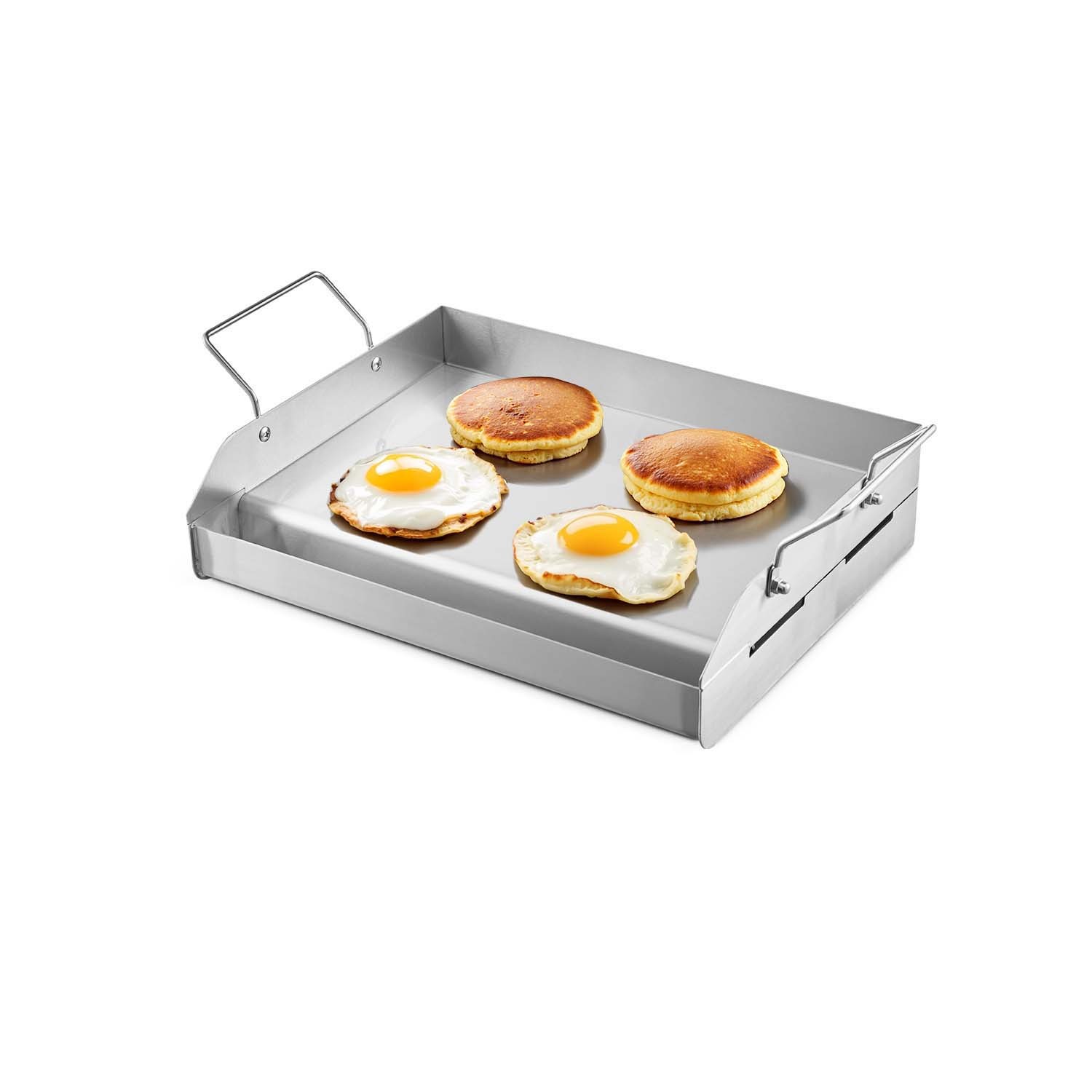 17×13 in Flat Top Griddle Stainless Steel Universal BBQ Grill Pan Cookware