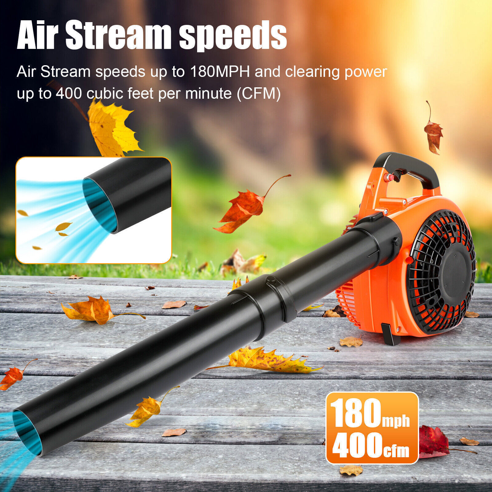 2 Cycle 26CC Handheld Gas Blower 275CFM 1.0 Hp Gas Powered Commercial Heavy Duty