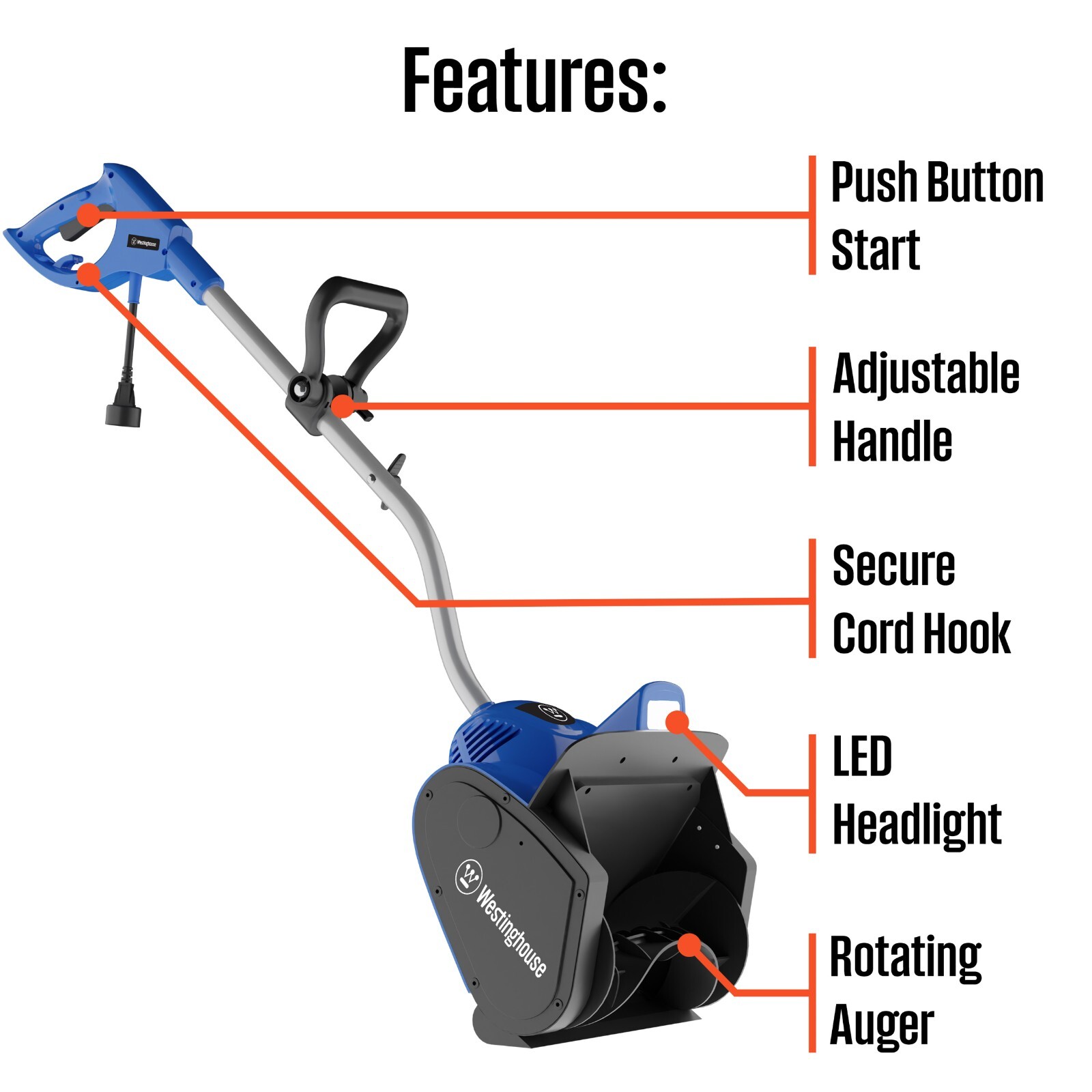 Westinghouse Open Box 11-in. 120-Volt Electric Corded Snow Shovel