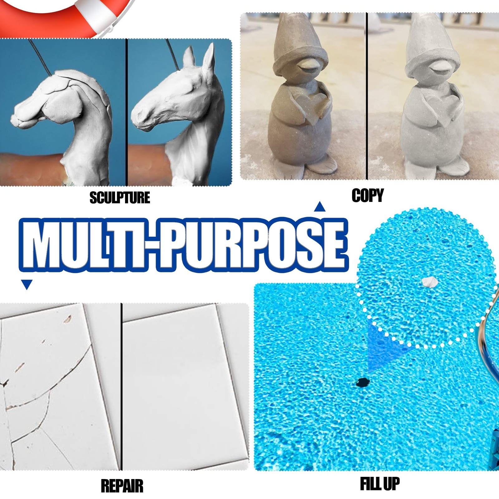 Pool Putty – 10oz 2 Part Epoxy Repair Kit Leak Sealer 10 oz, White