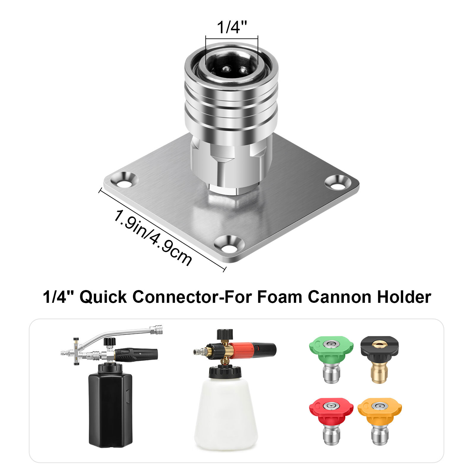 Pressure Washer Foam Cannon Holder with 1/4 Quick Connector for Garage Wall Rack