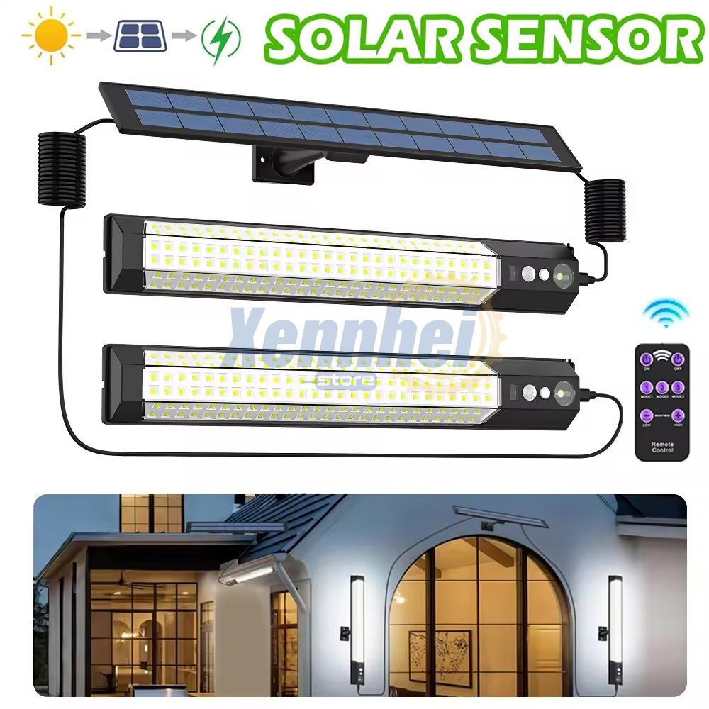 Double Head Solar Power LED Pendant Light Garage Shop Lamp Shed Barn Gazebo Yard