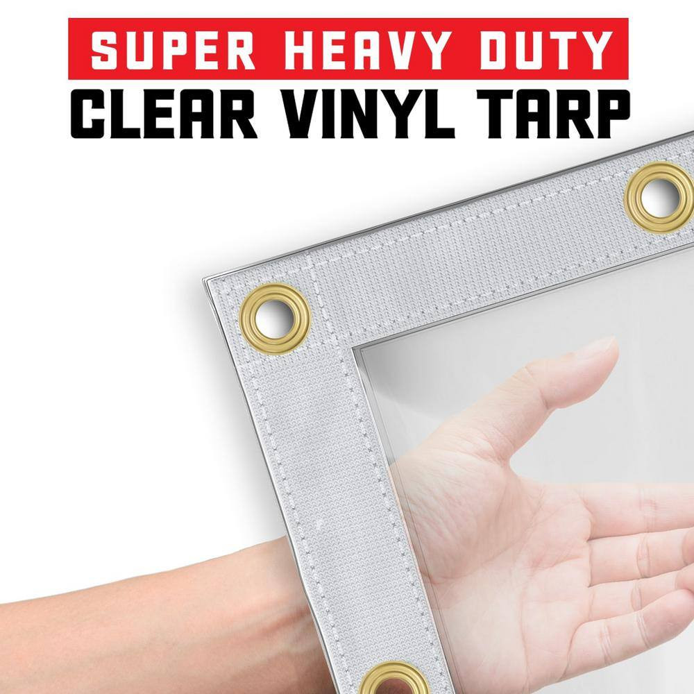 8 Ft. X 10 Ft. Clear Extreme Heavy Duty 20 Mil Vinyl Plastic Tarp, Waterproof, U