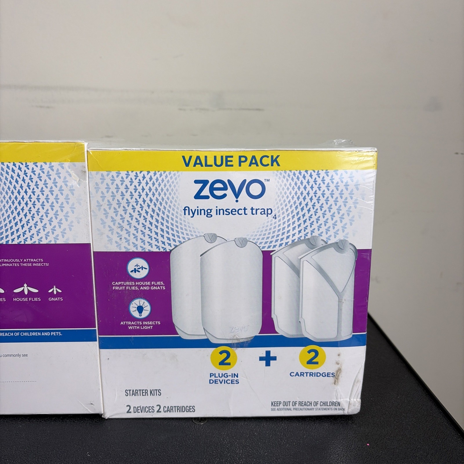 Zevo Flying Insect Trap (2 Plug-in Bases + 2 Cartridges) Featuring Blue UV Light