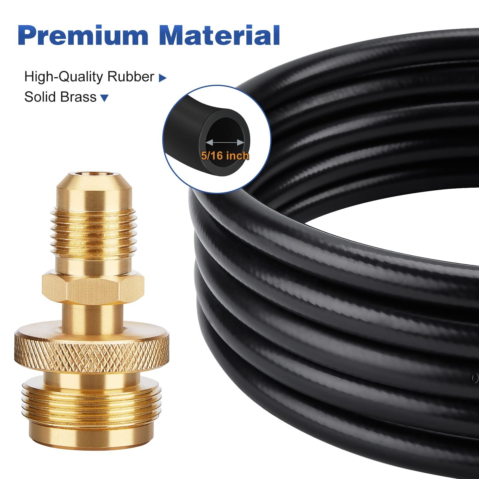 12 FT LP Propane Quick Connect Hose Gas Grill Hose for 1 LB Appliance 3/8 Female