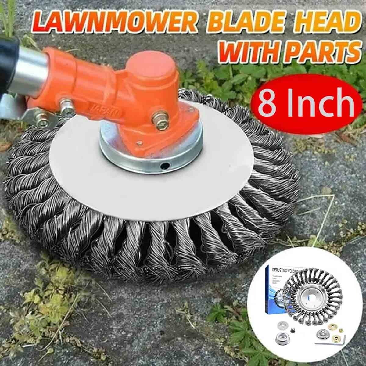 New 8 Inch Steel Wire Wheel Brush Grass Trimmer Head Weed With Adapter Kit US