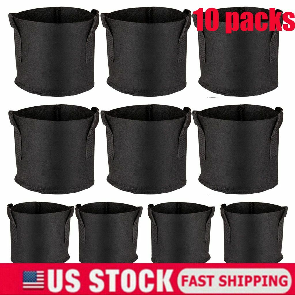 10X Grow Bags Plant Fabric Pot Nursery Soil Bag with Handles Thickened Nonwoven